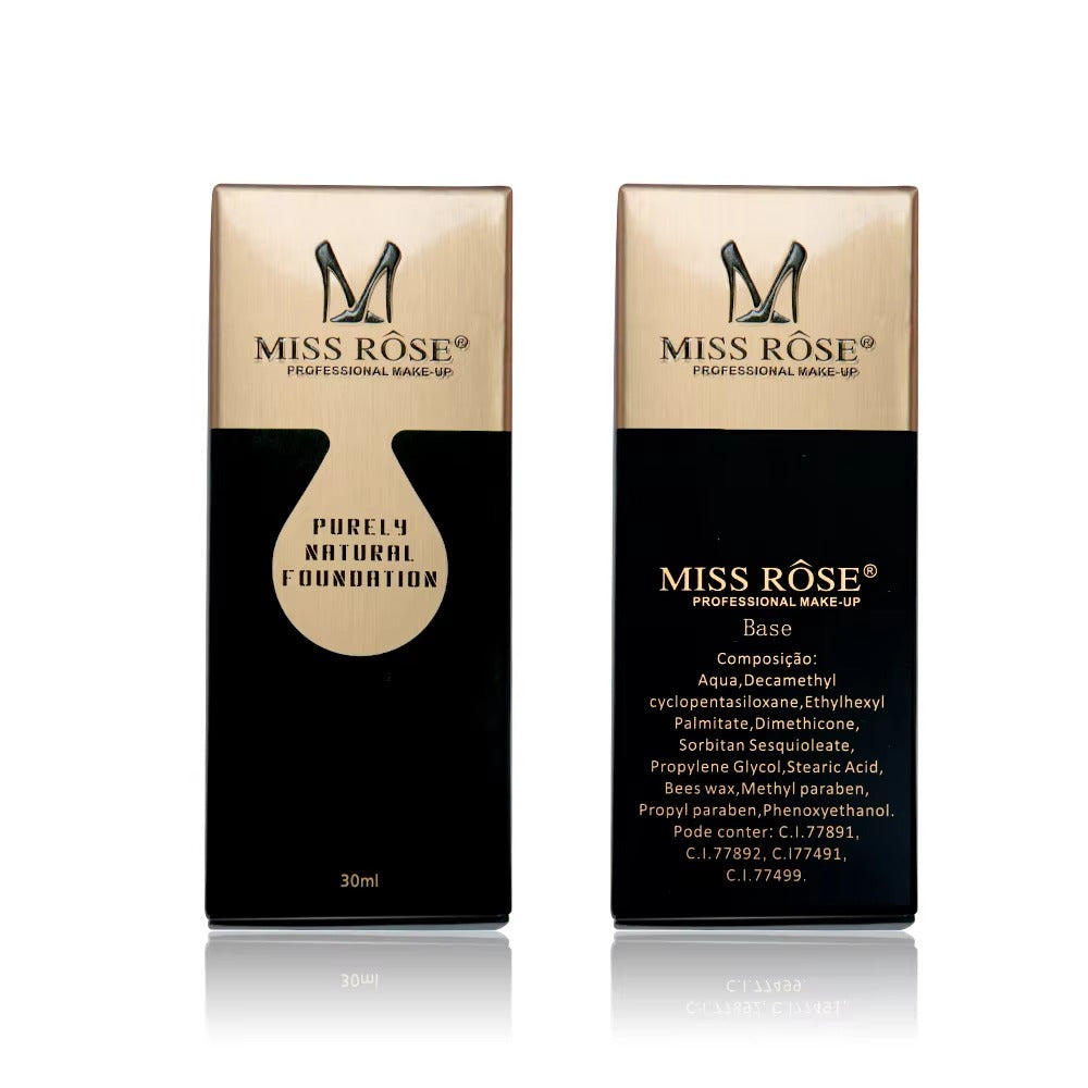 Miss Rose Purely Natural Liquid Foundation – Professional Long-Lasting Make-Up for Flawless Coverage, Lightweight, Breathable, Smooth Finish, All Skin Types - 30 ML | Foundation - F2