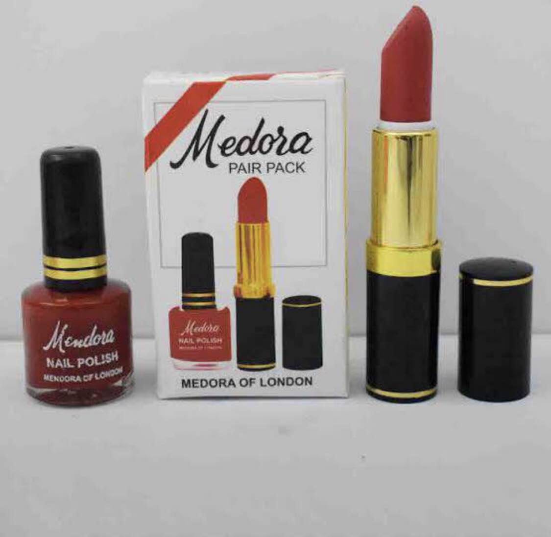 Medora 2 in 1 Lipstick & Nail Polish Combo – Premium Beauty Deal with Matching Shades, Includes 1 Lipstick & 1 Nail Polish (Shade Red, Maroon)