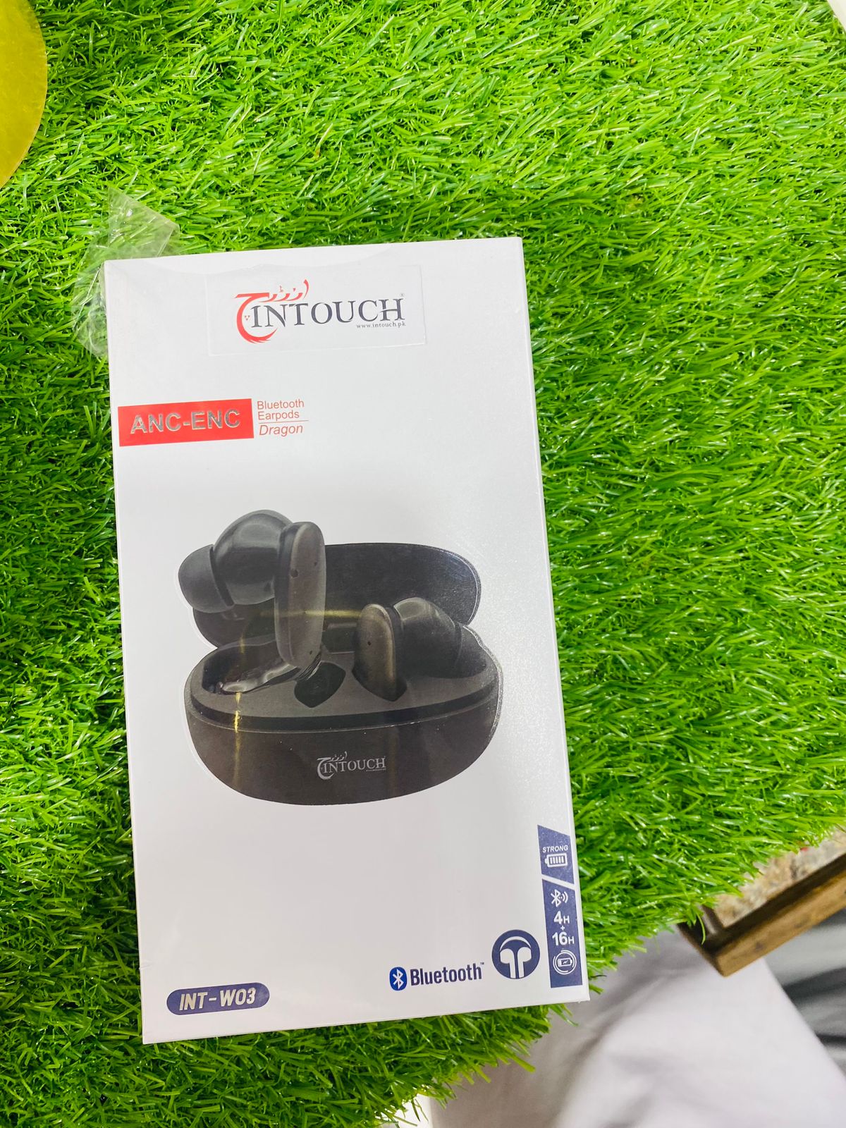 InTouch INT-W03 Wireless Bluetooth Earbuds – ANC + ENC, Long Battery Life, High-Quality Sound, Perfect for PUBG Gaming
