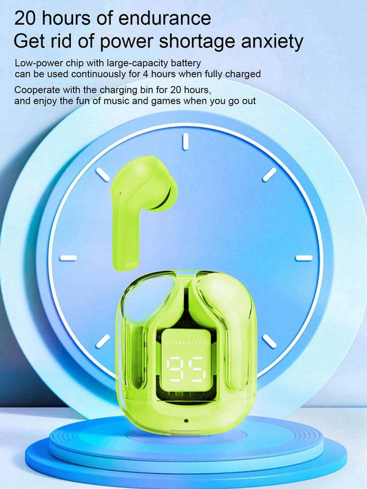 Air 31 Earbuds Wireless Earbuds With Crystal Transparent Case With Type-C Charging | Earbuds Bluetooth 5.3 - With Pouch - Random Color