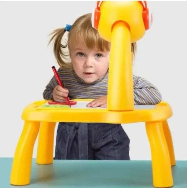 Giraffe Small Size Art Drawing Board Leds Projector Light Toy Children Kids Painting Table Small Desk (with Box Packing)(Random Color)