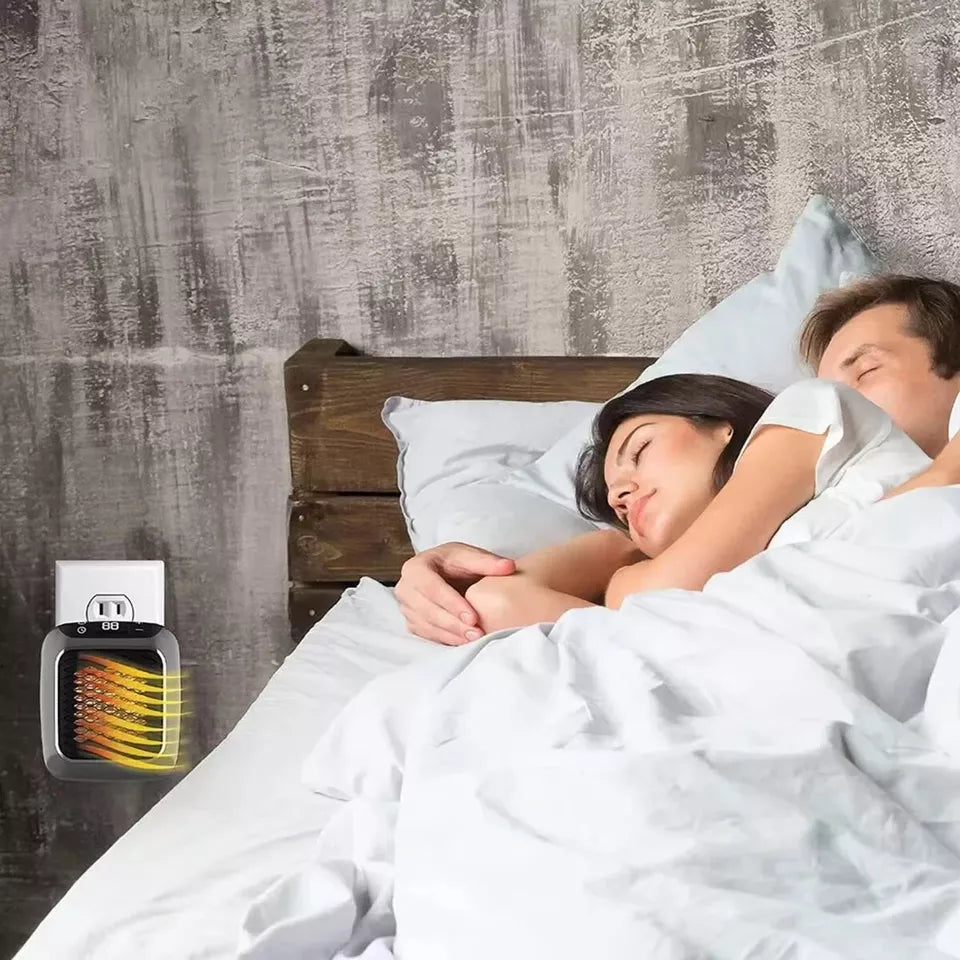 800W Space Heater Digital Electric Heater Wall Outlet Plug Small Fan Home Warmer