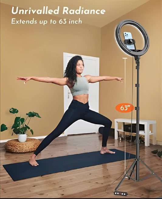 26CM LED Ring Light with Mobile Holder, 7ft Tripod Stand, 3 Light Colors, Dimmable USB Selfie Ring Light for Videography and Photography - Stand + Mobile Holder + Ring Light