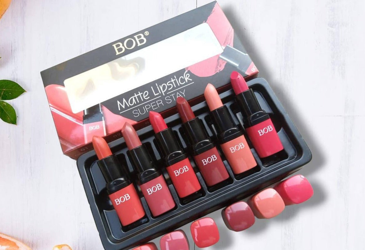 Pack of 6 Bob Super Stay Matte Lipstick Set | Best Quality Matte Lipsticks for Women (random shades)