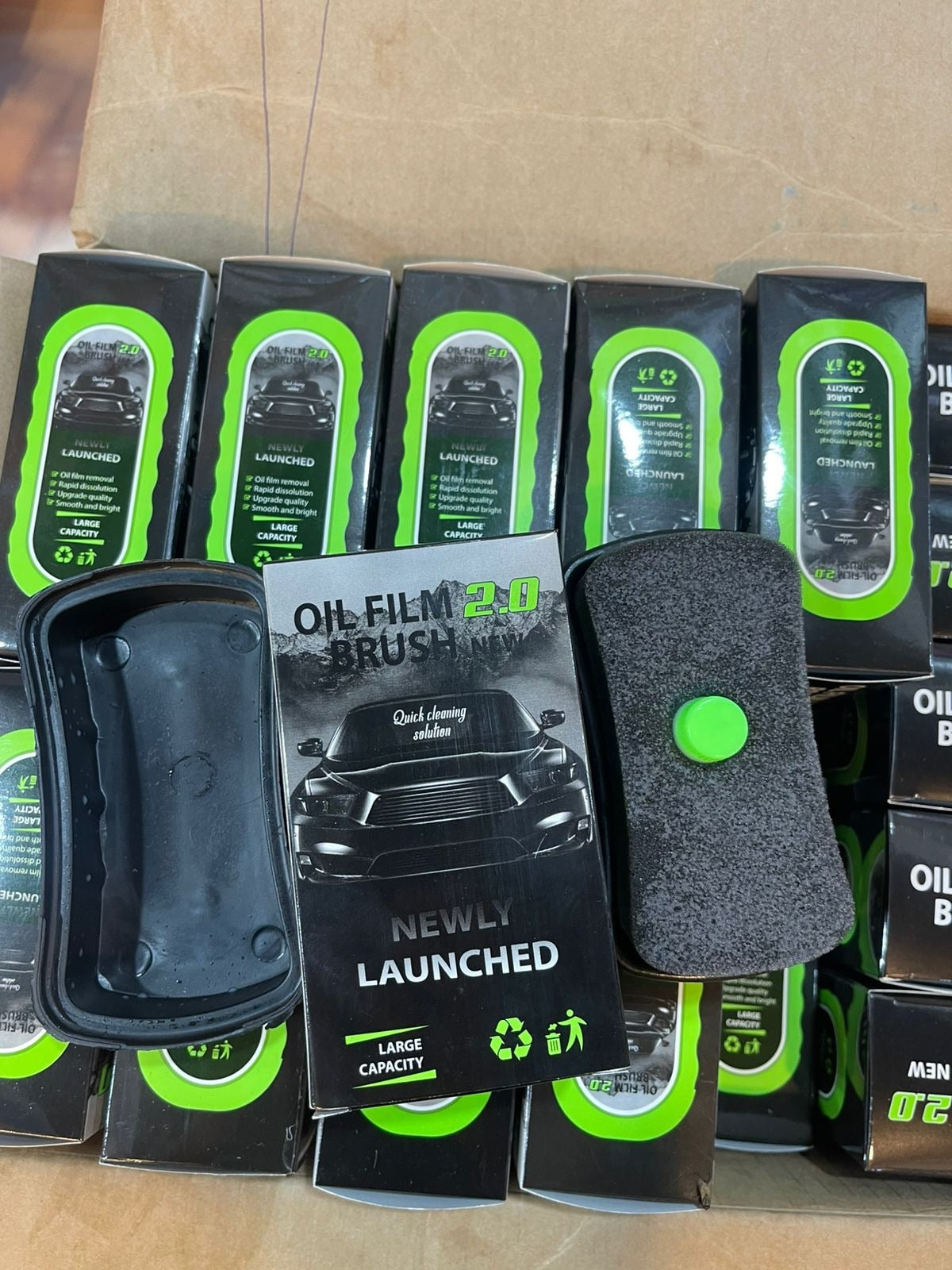 Universal Glass Cleaner,clear Vision Car Glass Oil Film Cleaner Brush For Windshield | Bottle also Included - RED