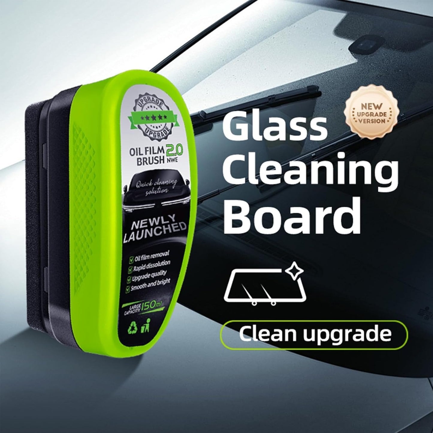 Universal Glass Cleaner,clear Vision Car Glass Oil Film Cleaner Brush For Windshield | Bottle also Included - RED