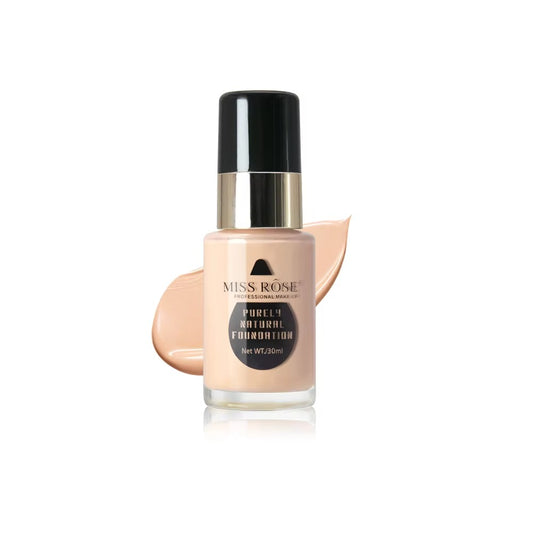 Miss Rose Purely Natural Liquid Foundation – Professional Long-Lasting Make-Up for Flawless Coverage, Lightweight, Breathable, Smooth Finish, All Skin Types - 30 ML | Foundation - F2