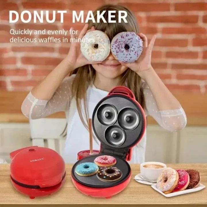 Compact Electric Donut Maker Machine – Quickly And Evenly Bake Delicious Homemade Donuts In Minutes