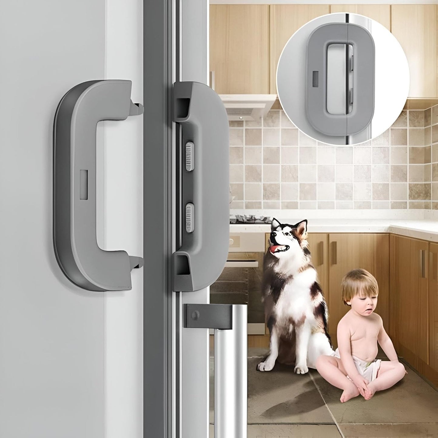 Child Safety Refrigerator Lock – Self Adhesive Fridge And Freezer Door Lock With Double Safety Button And Easy One Hand Operation (Random Color)