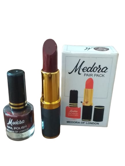Medora 2 in 1 Lipstick & Nail Polish Combo – Premium Beauty Deal with Matching Shades, Includes 1 Lipstick & 1 Nail Polish (Shade Red, Maroon)