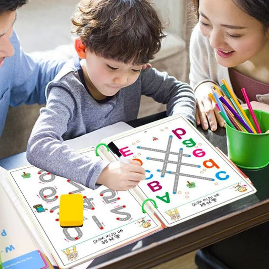 A4 Kids Educational Learning Tracing Book | 64 Pages Dot-to-Dot Activity Workbook with 2 Markers & Duster (Big Size)