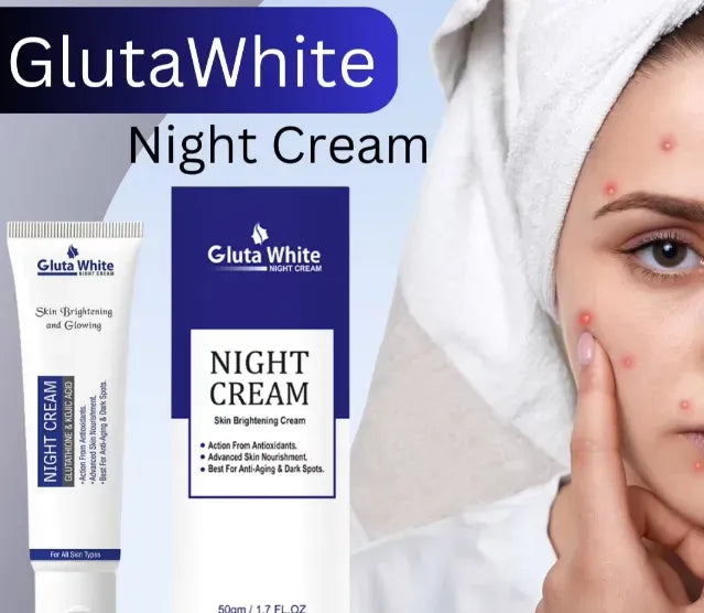 Gluta White Night Cream – Advanced Skin Brightening, Nourishing & Anti-Aging Formula (50ml)Gluta White Night Cream – Advanced Skin Brightening, Nourishing & Anti-Aging Formula (50ml)