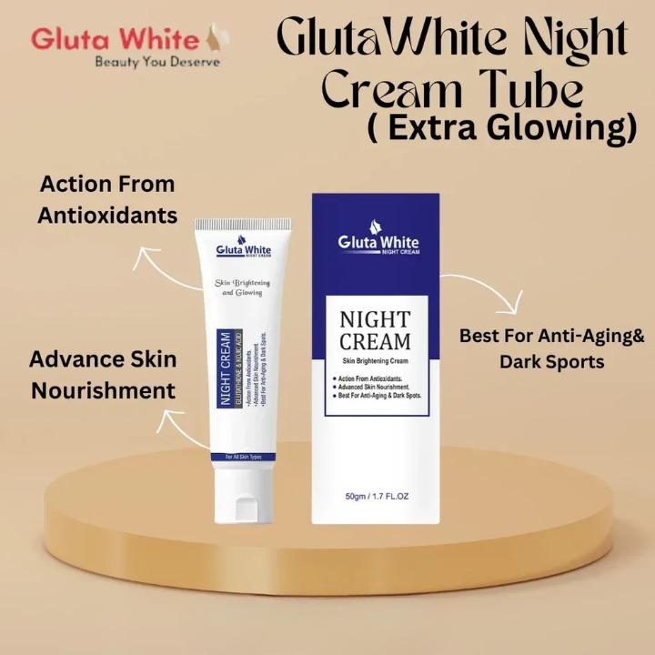 Gluta White Night Cream – Advanced Skin Brightening, Nourishing & Anti-Aging Formula (50ml)Gluta White Night Cream – Advanced Skin Brightening, Nourishing & Anti-Aging Formula (50ml)