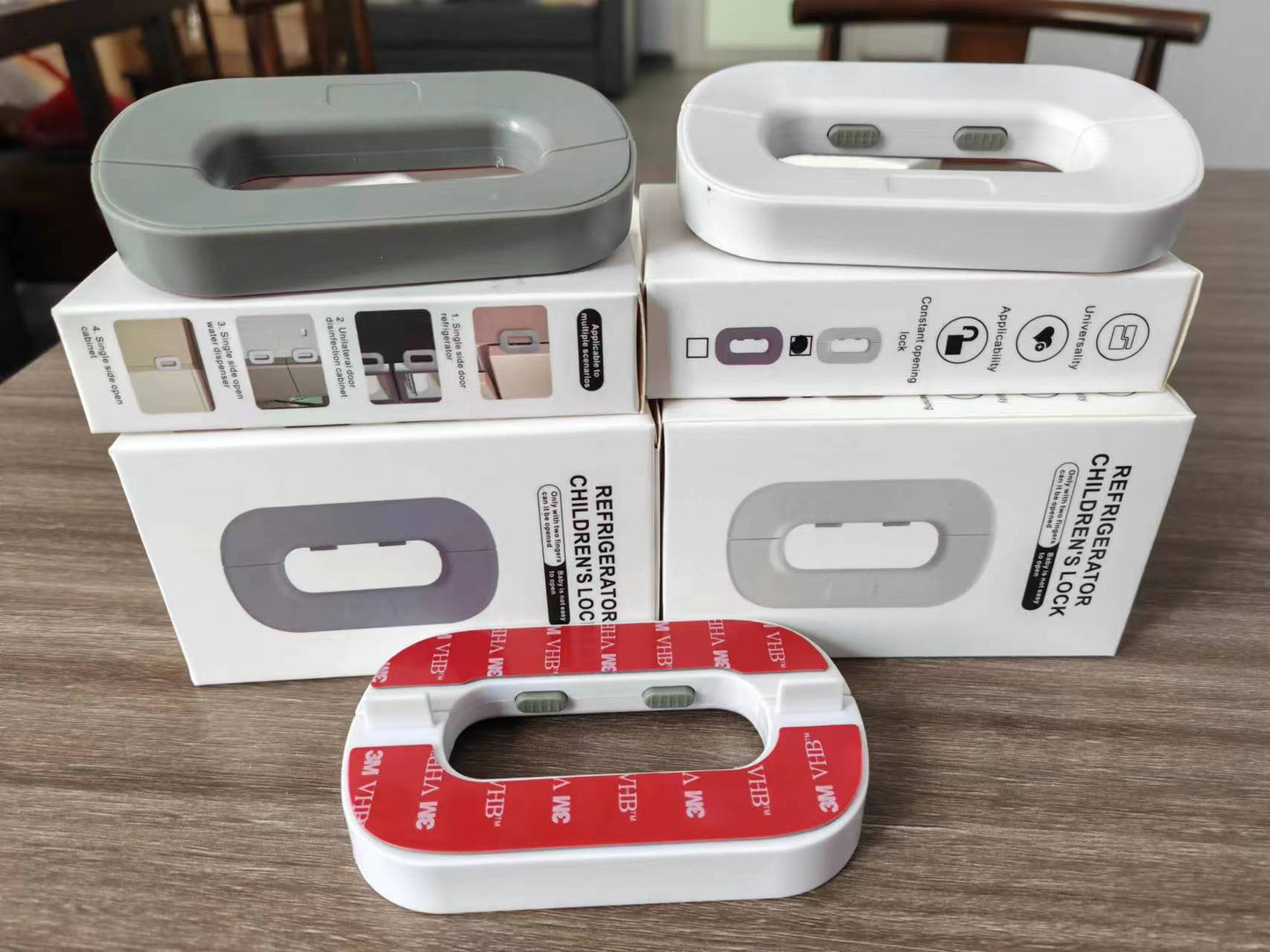 Child Safety Refrigerator Lock – Self Adhesive Fridge And Freezer Door Lock With Double Safety Button And Easy One Hand Operation (Random Color)