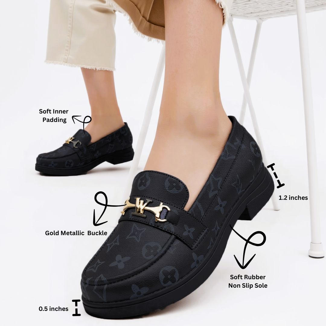 Women’s Classic Loafers with Gold Metallic Buckle (10)